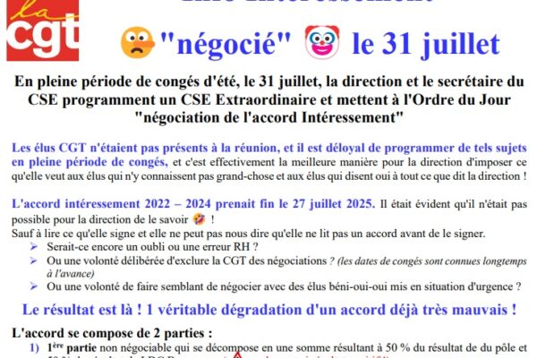 Info sur les « pseudo négos » Intéressement