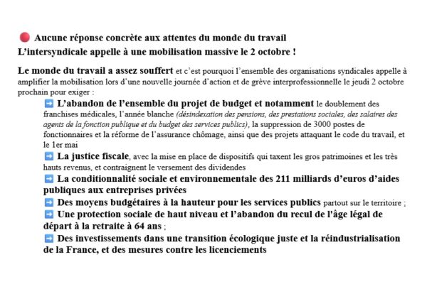 Journée nationale d’action le 2 octobre