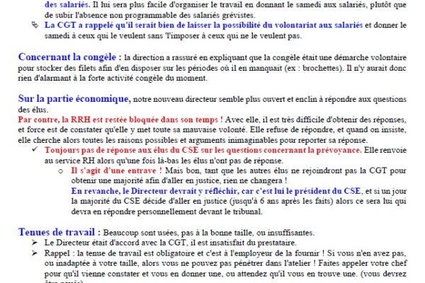 Compte-rendu de la réunion de CSE du 21 octobre 2025